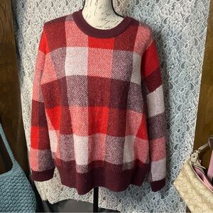 Madewell red check alpaca blend Fenimore sweater